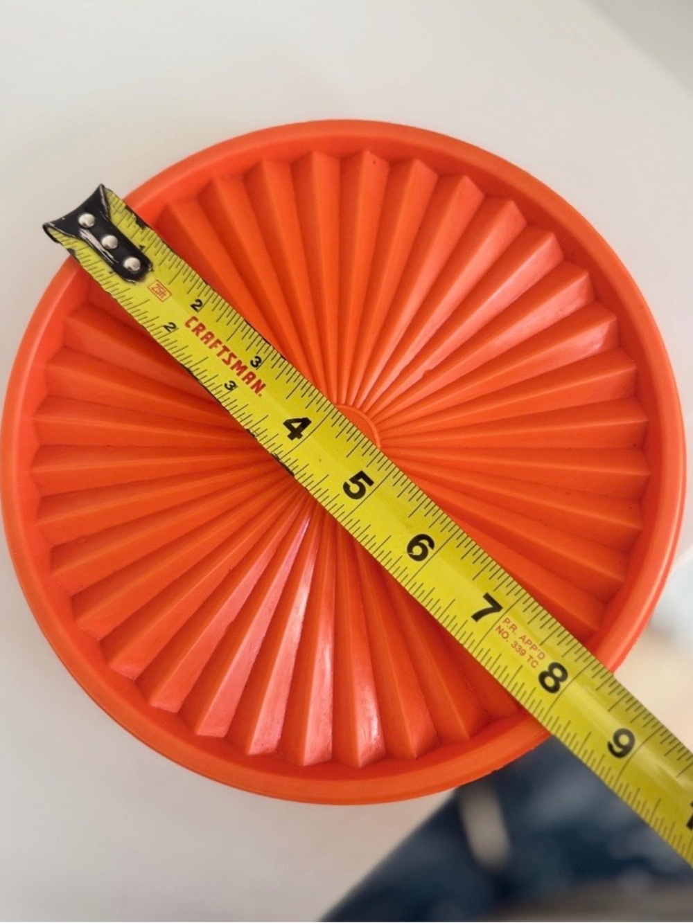 Tupperware Bright Orange Round Lid with Radiant Ribbed Design